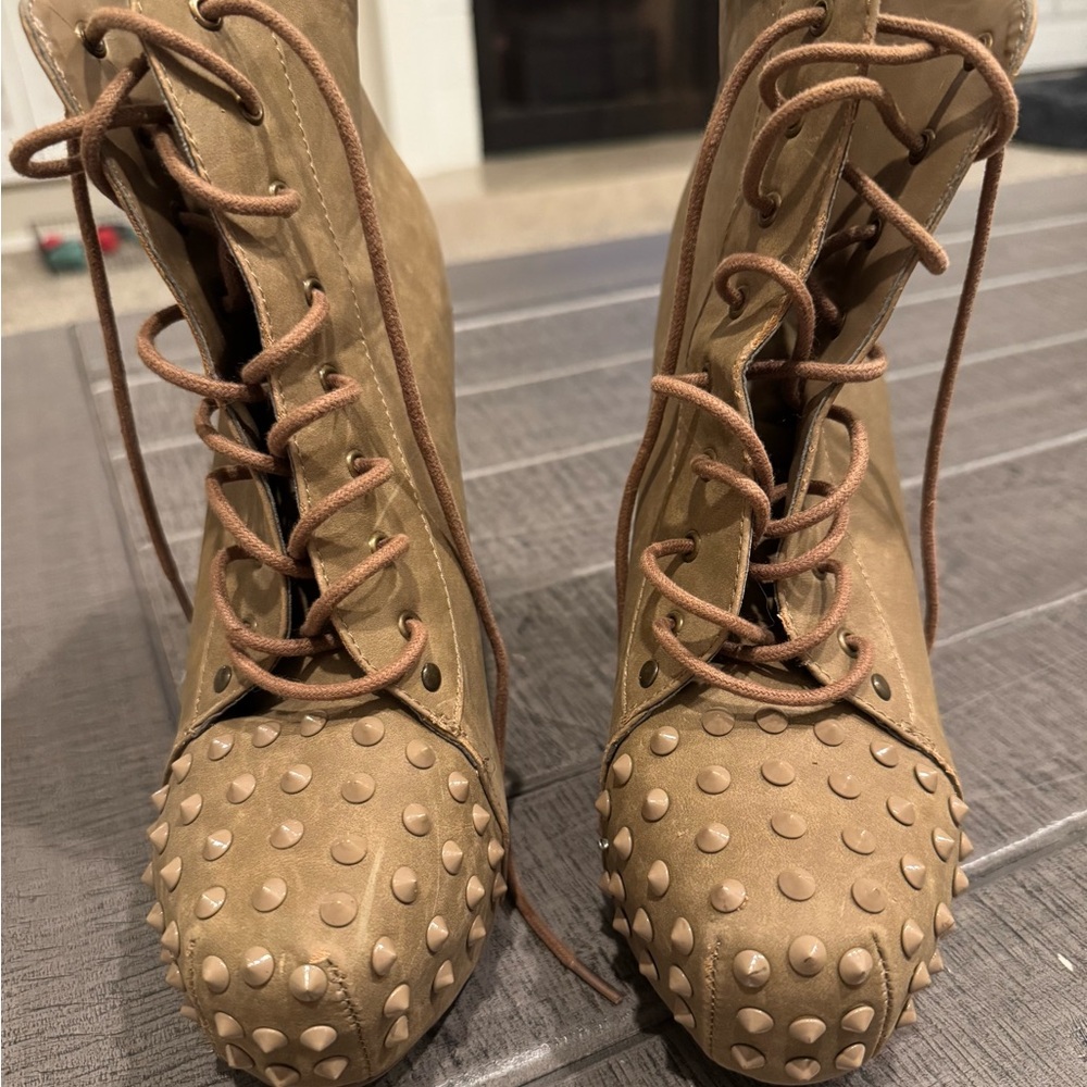 Charlotte Russe Tan Studded Ankle Boots - Picture 2 of 4